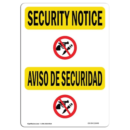 Signmission Safety Sign, OSHA SECURITY NOTICE, 18" Height, 24" Width, Symbol Only, Landscape OS-SN-D-1824-L-11648